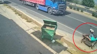 صورة فيديو…..تركي ينجو بأعجوبة من تحت عجلات شاحنة مسرعة