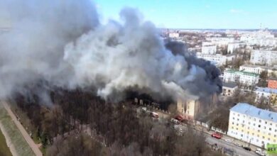 صورة مقتل 17 روسياً في حريق وانفجار هائل داخل مقر تابع لوزارة الدفاع الروسية ( شاهد الفيديو )