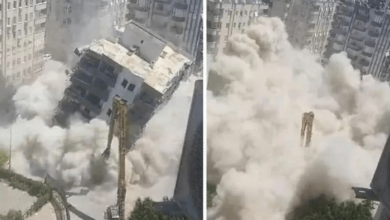 صورة عاجــــل/ انهيار مفاجئ لمبنى شاهق الارتفاع في ولاية تركية اليوم -فيديو
